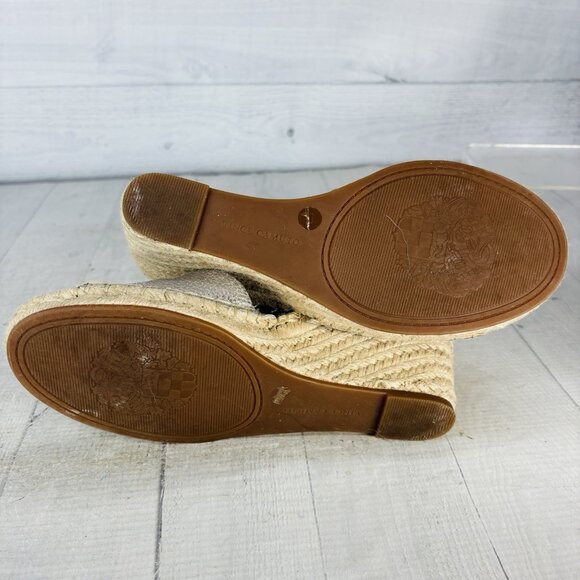 Vince Camuto LEERA Silver Metallic Leather Ankle Strap Espadrille Sandal Sz 7.5 - Picture 10 of 16